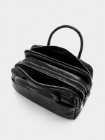 Bolso Bowling Efecto Craquelado negro