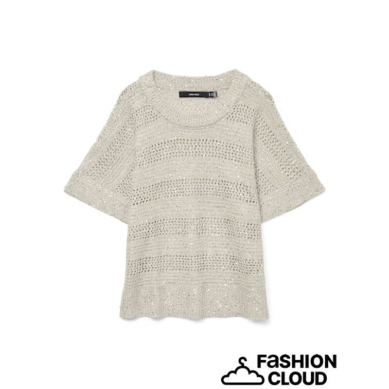 VMLEILANI STRIPE SS O-NECK PULLOVER BIRCH