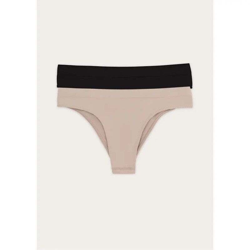 KIT COM 2 CALCINHAS FEM PRETO/BEGE