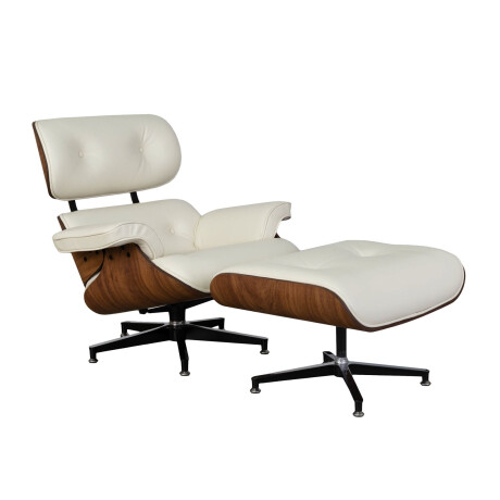 BUTACA C/PUFF 1 CUERPO CUERO-100-NATURAL BLANCO EAMES