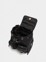 Mini Mochila De Nylon Con Colgante negro