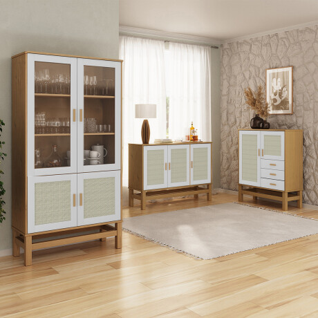 APARADOR BARGUEÑO BUFFET DE 3 PUERTAS EN MADERA MACIZA CON RATAN APARADOR BARGUEÑO BUFFET DE 3 PUERTAS EN MADERA MACIZA CON RATAN