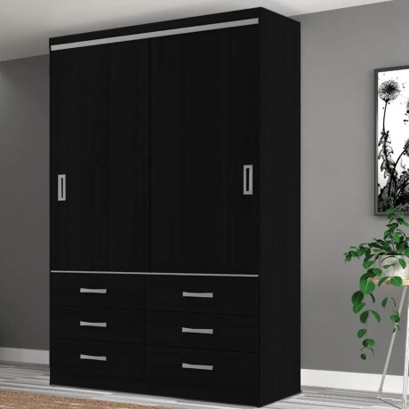 ROPERO 2 PUERTAS 6 CAJONES GUARDARROPA ARMARIO PLACARD CLOSET NEGRO