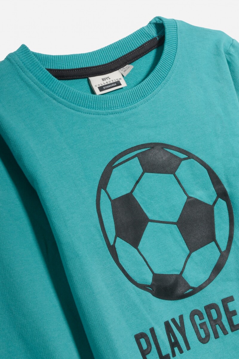 Buzo estampa Play Great TURQUESA