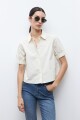 Camisa manga corta beige claro