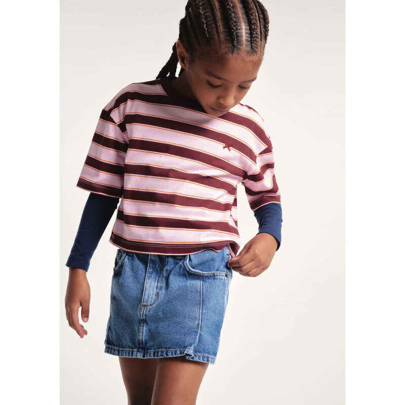 BLUSA MM FEM ROSA COM BORDÔ