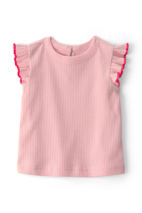 Set dos piezas, monito corto de chambray y remera de algodón acanalado Sin color