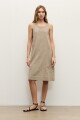 Vestido lino con botones chocolate melange