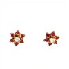 Caravanas Flor de Rubí de oro- Oro bajo - Rubí y zirconia- CA8122 conpiedra