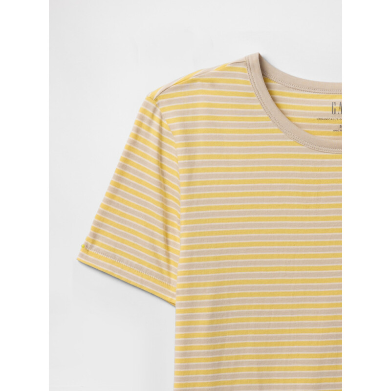 SS ORGANIC VINT CRW 2 YELLOW STRIPE
