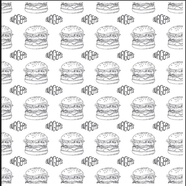 PAPEL ANTIGRASA 30X40CMS IMPRESO FANTASIA HAMBURGUESA MULTICOLOR