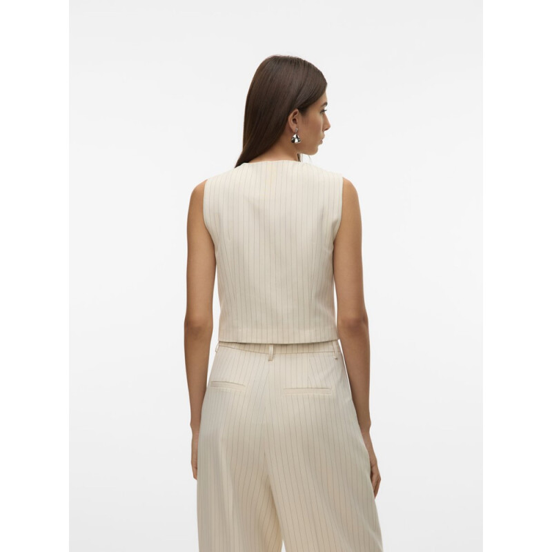VMTROIAN SL PINTRIPE TAILORED VEST OATMEAL
