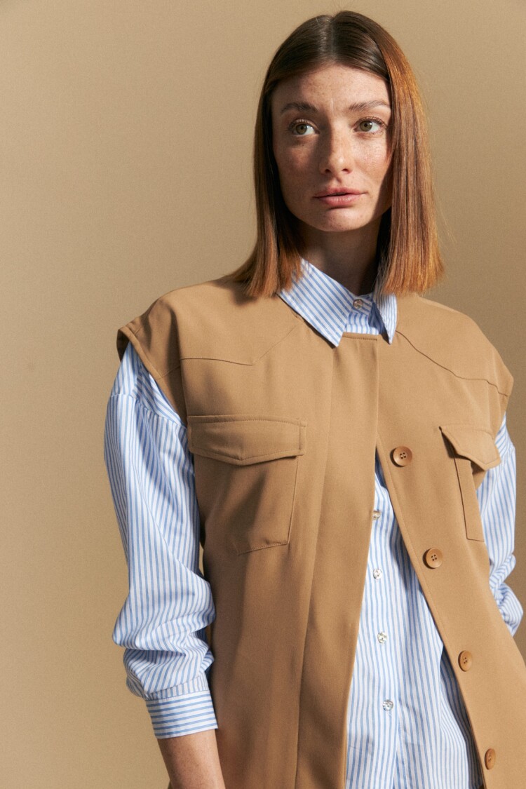 CAMISA MAIKO Blanco/Celeste