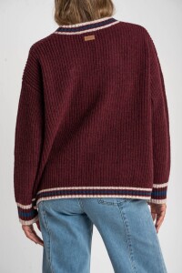 Cardigan Lana Multi Rojo