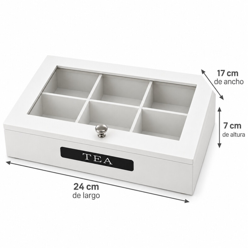 Caja para Sobres de Te con 6 Divisiones 24x17xh7cm Caja para Sobres de Te con 6 Divisiones 24x17xh7cm
