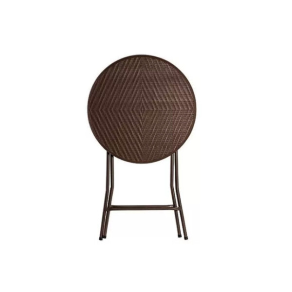MESA REDONDA PLEGABLE BASE DE METAL 80 CM MARRON