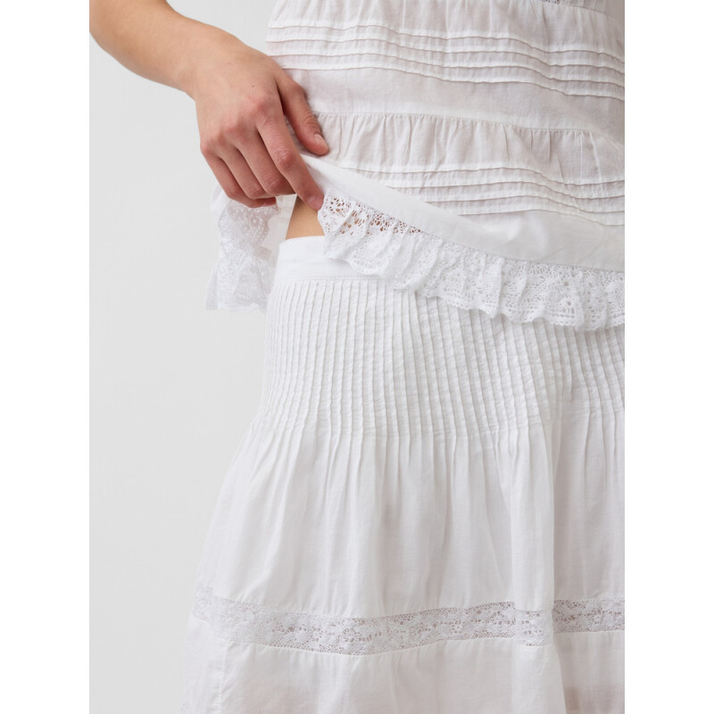 PINTUCK LACE TRIM MINI SKORT FRESH WHITE