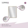 Espejo Vertical Lumax c/marco desempañador y Luz 90x70cm Dorado