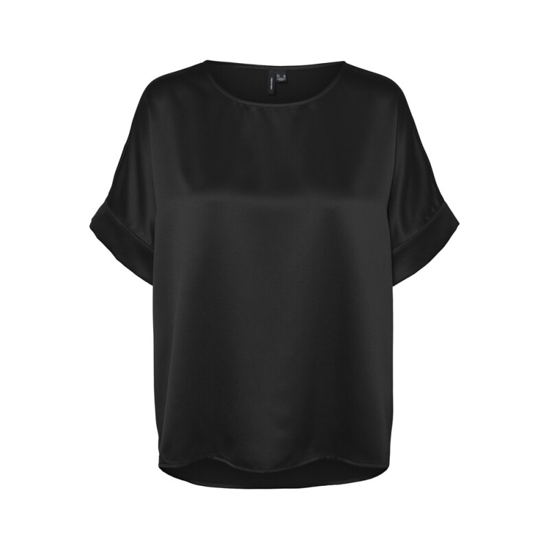 VMMERLE 2/4 O-NECK TOP WVN GA NOOS BLACK