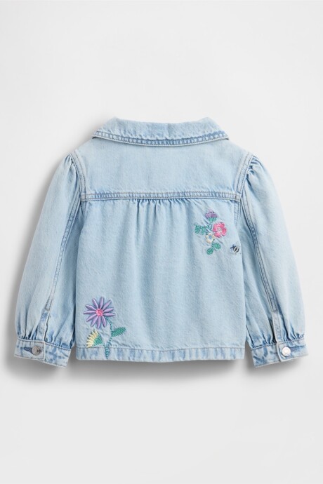 Campera De Jean Bordada Toddler Niña Light Wash