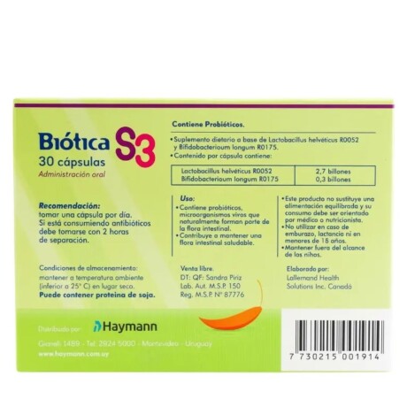¡OFERTA IMPERDIBLE! Biótica S3 x 30 Cáps ¡OFERTA IMPERDIBLE! Biótica S3 x 30 Cáps