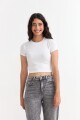 Remera m/c acanalada cuello a la base BLANCO