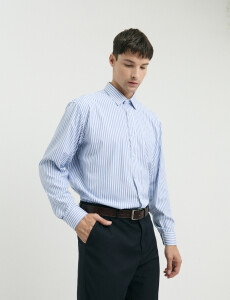 012626 CAMISA HARRINGTON LABEL Blanco/celeste