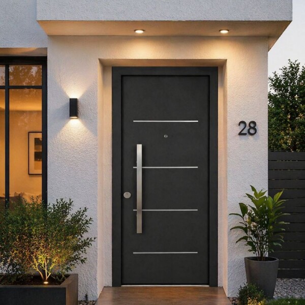 PUERTA BLINDADA CON BARRAL NEGRA 35K - DERECHA PUERTA BLINDADA CON BARRAL NEGRA 35K - DERECHA