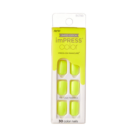 Uñas postizas autoadhesivas Impress Amarillo fluor