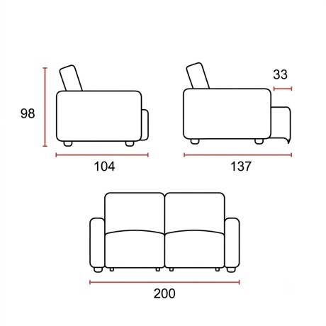 SILLÓN SOFÁ DOMINI 2 CUERPOS RETRACTIL AJUSTABLE GRIS