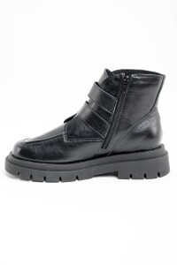 Bota Cuero Hebillas Negro