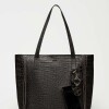 Shopper Vera en cuero croco Negro