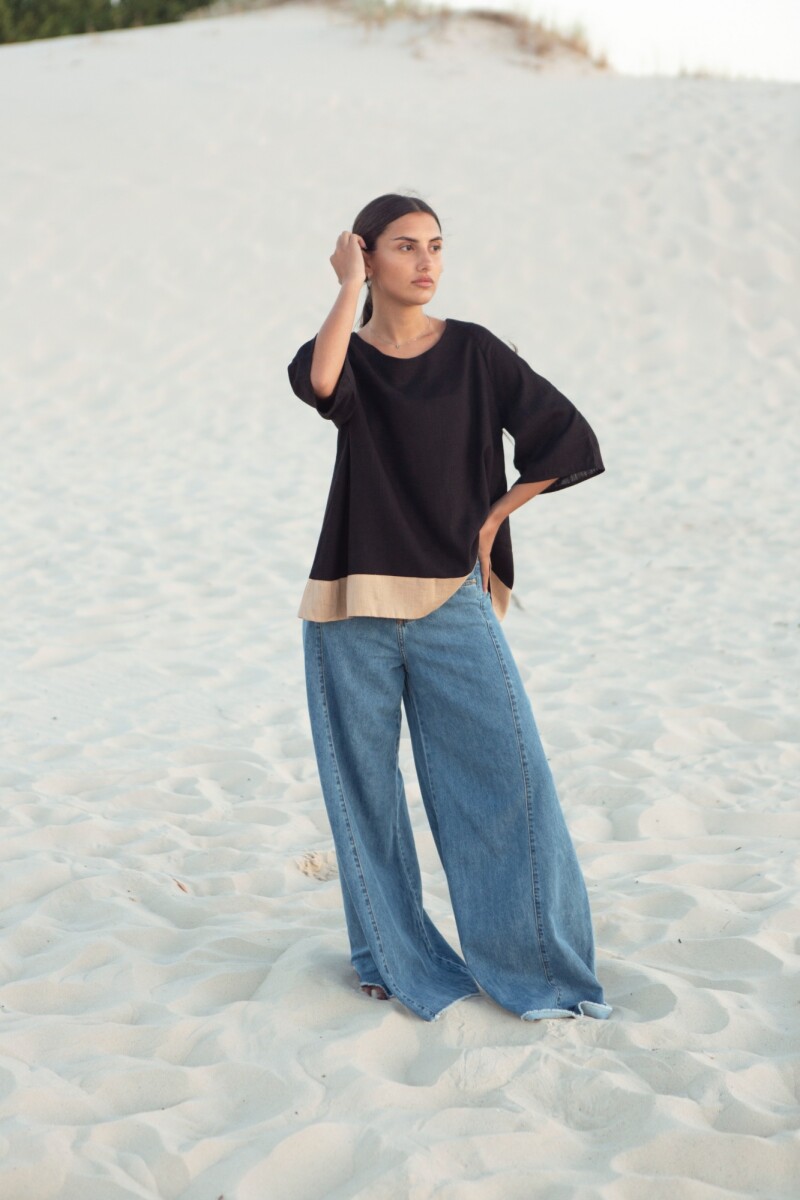 BLUSA LINA Negro Y Beig