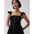 SL RUFFLE SLV LACE INSERT MAXI DRESS TRUE BLACK V2