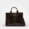 Cartera de mano Capri en cuero gamuza anaconda Chocolate
