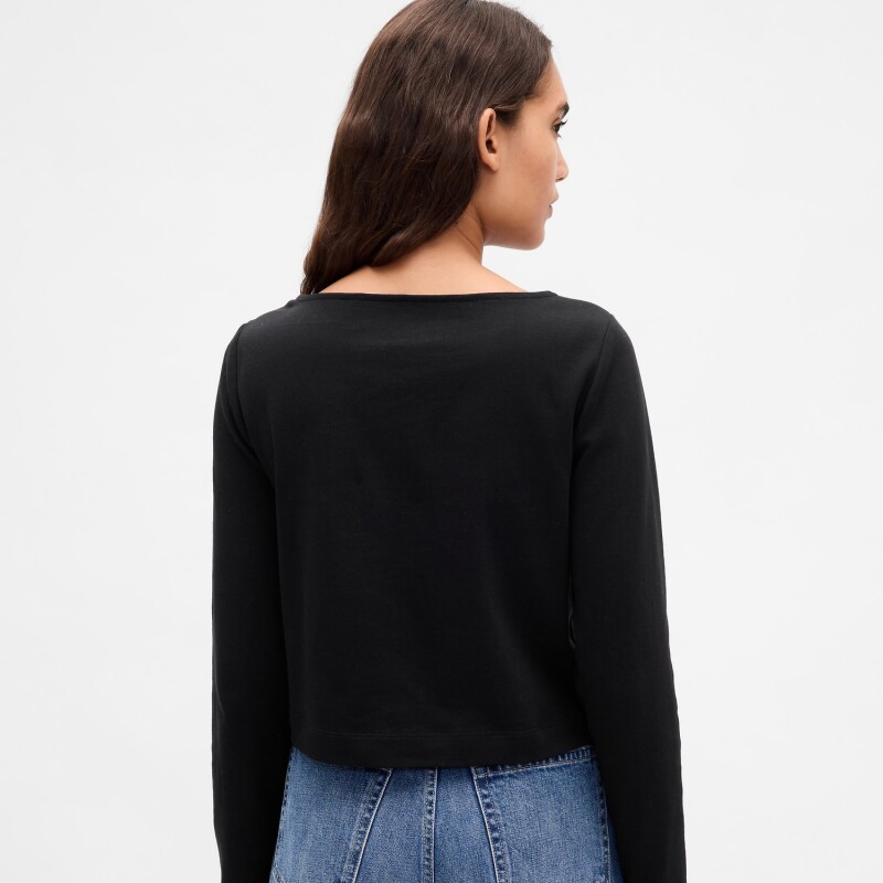 INTL LS CROPPED BOAT TEE TRUE BLACK V2