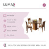 Juego de comedor con mesa redonda de vidrio y 4 sillas rústicas Beige