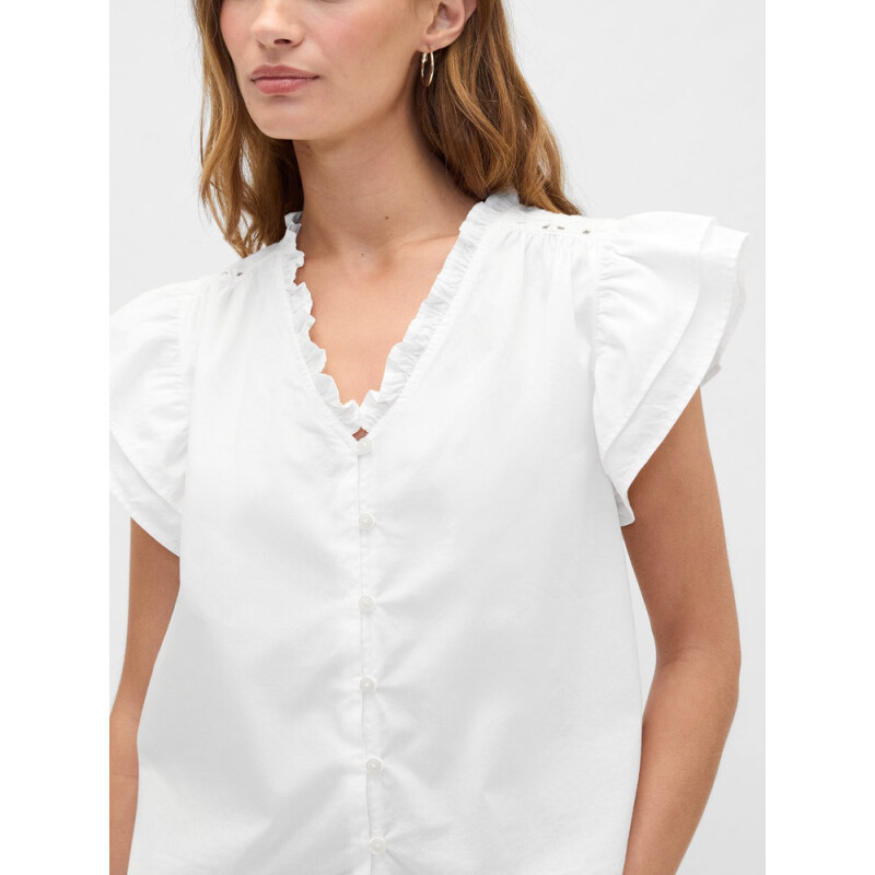 V-FLUTTER SLV EYELET YOKE TOP NEW OFF WHITE OPT1