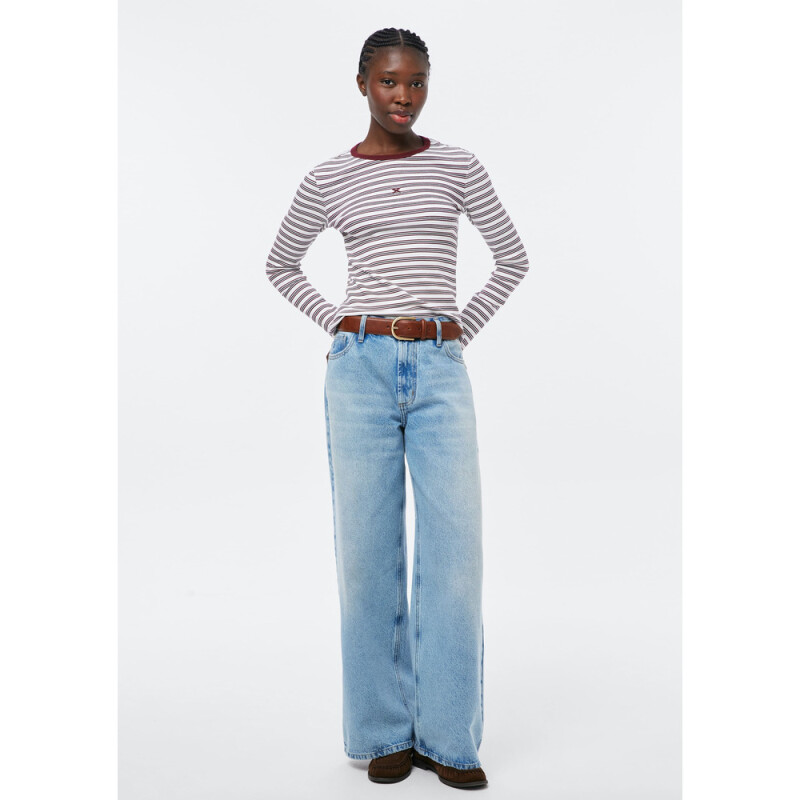 BLUSA ML FEM OFF WHITE, VINHO E AZUL CLARO