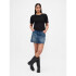 SS LINEN POINTELLE TOP BLACK