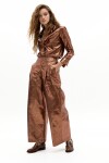 Pantalón Culotte en Lino Metalizado Chocolate