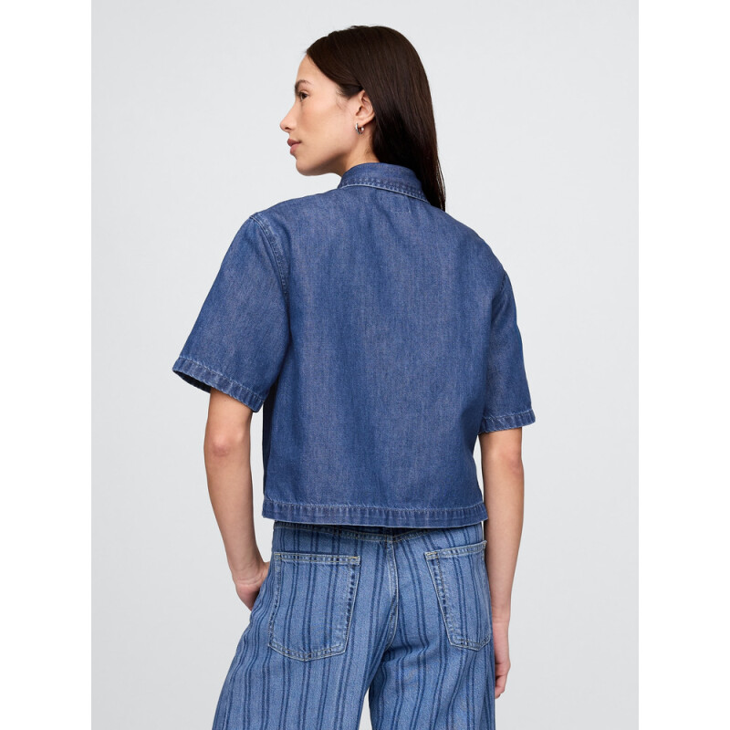 SS CROPPED SHIRT - MED HARPER MEDIUM WASH