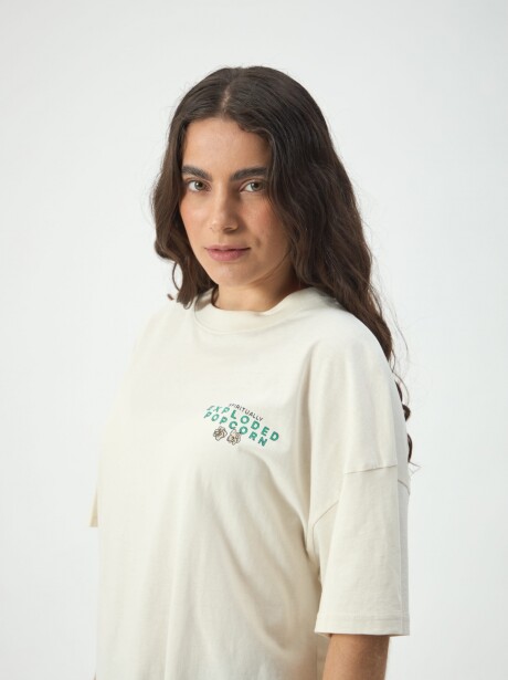 REMERA OVERSIZE POPCORN CRUDO