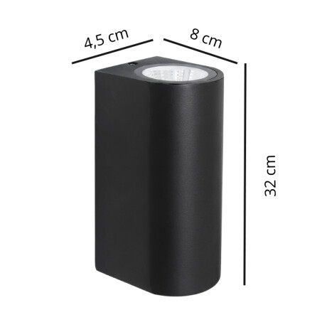 ARTEFACTO EXTERIOR ASTI PARA ADORSAR EN PARED BIDIRECCIONAL 12W Artefacto Exterior LED Asti Para Adorsar Bidireccional 12W Negro