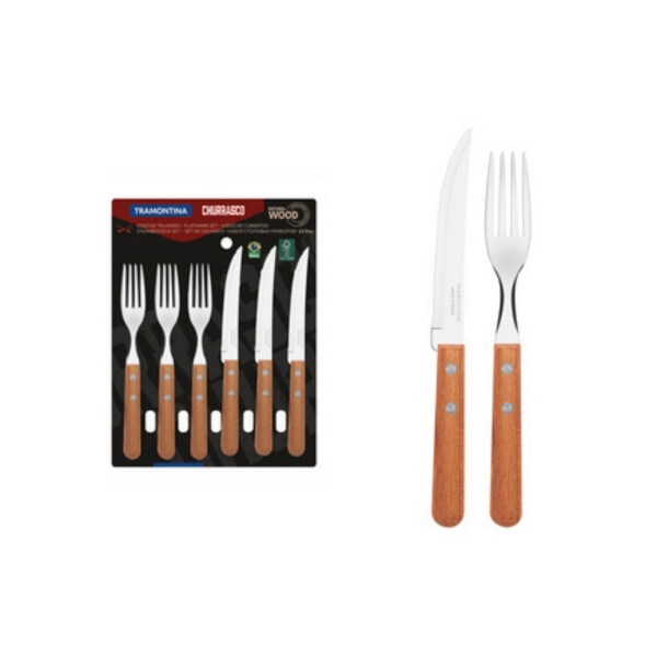 Juego de Cubiertos para Asado 12 Piezas Mango de Madera | Tramontina 22399/030 Juego de Cubiertos para Asado 12 Piezas Mango de Madera | Tramontina 22399/030