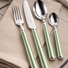 Set de Cubiertos Acero Inoxidable 24 Piezas Mango Rayas Verde