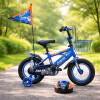 Bicicleta Rodado 12 Con Banderita, Rueditas Y Casco AZUL