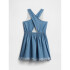 V-W CROSS BACK DRESS BLUE CHAMBRAY