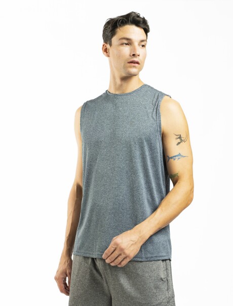 Musculosa Deportiva Overlock Marino Melange