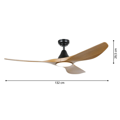 Ventilador de techo madera Ø1320mm con luz 19W EG0191